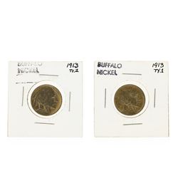 1913 Buffalo Nickel Type 1 & Type 2 Coin Set
