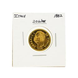 1882 Italy 20 Lire Gold Coin