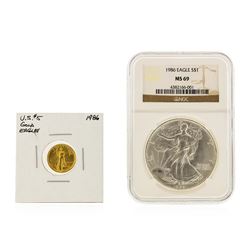 1986 $5 Gold American Eagle and $1 American Silver Eagle Coin Set