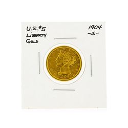 1904-S $5 Liberty Head Half Eagle Gold Coin