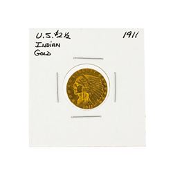 1911 $2 1/2 Indian Head Quarter Eagle Gold Coin