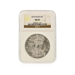 2014 $1 American Silver Eagle Coin NGC Graded MS69