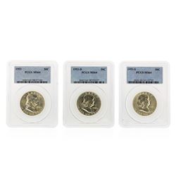 Set of (3) 1953-D-S Franklin Half Dollar Coins PCGS MS64