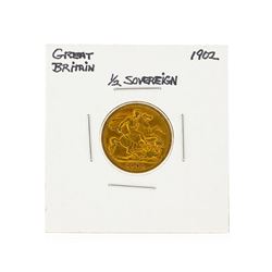 1902 Great Britain 1/2 Sovereign Gold Coin