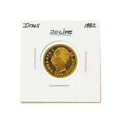 1882 Italy 20 Lire Gold Coin