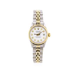 Ladies Stainless Steel Converted Two Tone Rolex Watch with Diamond Dial