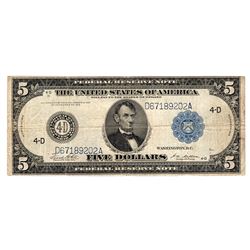 1914 $5 Blue Seal Federal Reserve Bank Note