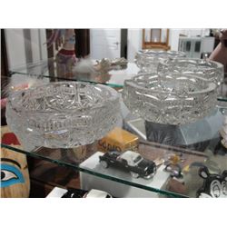Pair Pressed Glass Ashtrays