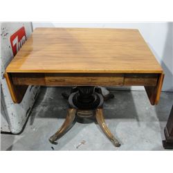 Antique Drop Leaf Table w/Brass Inlay on Skirt & Legs