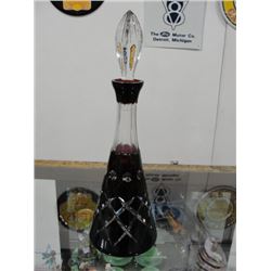 Ruby Cut to Clear Crystal Decanter