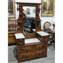 Beautiful Federal Style Marble Top Walnut Dresser w/Mirror C.1880's