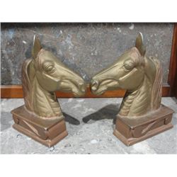 Pair Vintage Cast Horse Head Bookends Stamped J.M.