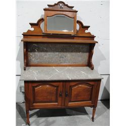 Fabulous English Marble Top Walnut Washstand