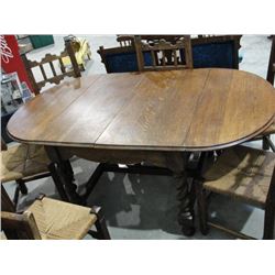 Victorian Oak Barley Twist Drop Leaf Table