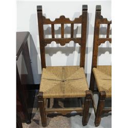 Set of 6 Early European Rush Seat Chairs