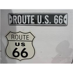 Pair Route 66 Tin Signs