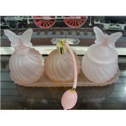 Vintage Satin Glass Dresser Set