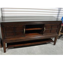 Modern Walnut Sideboard w/Custom Glass Top by LazyBoy