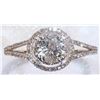 Image 2 : #50-14K WHITE GOLD DIAMOND HALO RING W/ COA