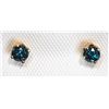 Image 1 : #9-10K YELLOW GOLD BLUE DIAMOND EARRINGS W/ COA