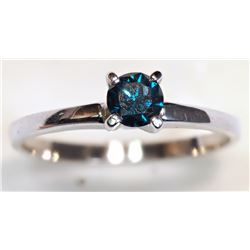 #13-14K WHITE GOLD BLUE DIAMOND RING W/ COA