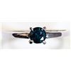 Image 2 : #13-14K WHITE GOLD BLUE DIAMOND RING W/ COA