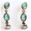 Image 1 : #19-14K YELLOW GOLD EMERALD EARRINGS W/ COA