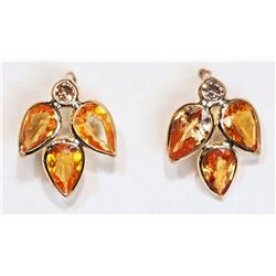 #23-14K YELLOW GOLD SAPPHIRE EARRINGS W/ COA