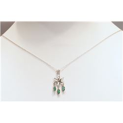 #27-14K WHITE GOLD EMERALD NECKLACE W/ COA