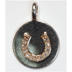 #28-ST SILVER ROSE GOLD DIAMOND PENDANT W/ COA