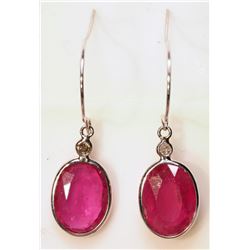 #29-14K WHITE GOLD RUBY & DIAMOND EARRINGS