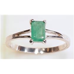 #30-14K WHITE GOLD EMERALD (0.58CT) RING W/ COA