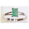 Image 1 : #30-14K WHITE GOLD EMERALD (0.58CT) RING W/ COA