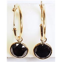 #32-14K YELLOW GOLD BLACK DIAMOND EARRINGS W/COA
