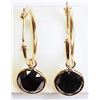 Image 1 : #32-14K YELLOW GOLD BLACK DIAMOND EARRINGS W/COA
