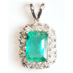 #33-14K WHITE GOLD EMERALD PENDANT W/COA