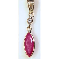#36-14K YELLOW GOLD RUBY &DIAMOND PENDANT W/COA
