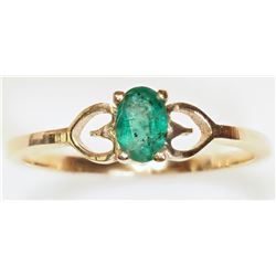 #40-10K YELLOW GOLD EMERALD (0.22CT) RING W/COA