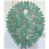 Image 1 : #43-STERLING SILVER EMERALD CLUSTER RING W/COA