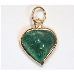 #45-14K YELLOW GOLD EMERALD PENDANT W/COA