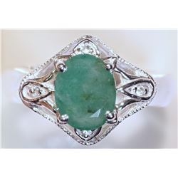 #46-STERLING SILVER EMERALD (1.9CT) RING W/COA