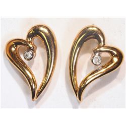 #47-10K YELLOW GOLD DIAMOND HEART EARRINGS