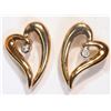 Image 1 : #47-10K YELLOW GOLD DIAMOND HEART EARRINGS