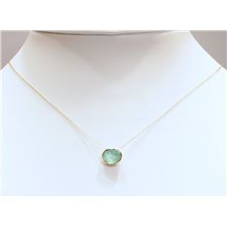 #49-14K YELLOW GOLD EMERALD (1.8CT) SLIDER PENDANT