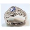 Image 1 : #4-ST.SILVER TANZANITE&DIAMOND(0.58CT)RING W/COA