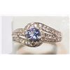 Image 2 : #4-ST.SILVER TANZANITE&DIAMOND(0.58CT)RING W/COA