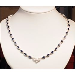 #7-ST.SILVER SAPPHIRE NECKLACE W/COA