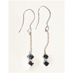 #9-14K GOLD BLUE DIAMOND(0.60CT) EARRINGS W/COA