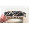 Image 2 : #10-ST.SILVER BLUE & WHITE DIAMOND RING W/COA