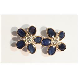 #16-14K SAPPHIRE & DIAMOND EARRINGS W/COA